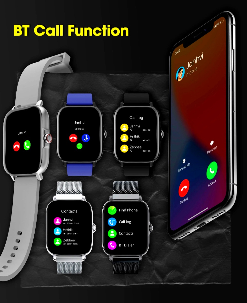 Zebronics Drip Smart Watch with Call Functions ( BLACK COLOR - UNISEX ) - Image 3