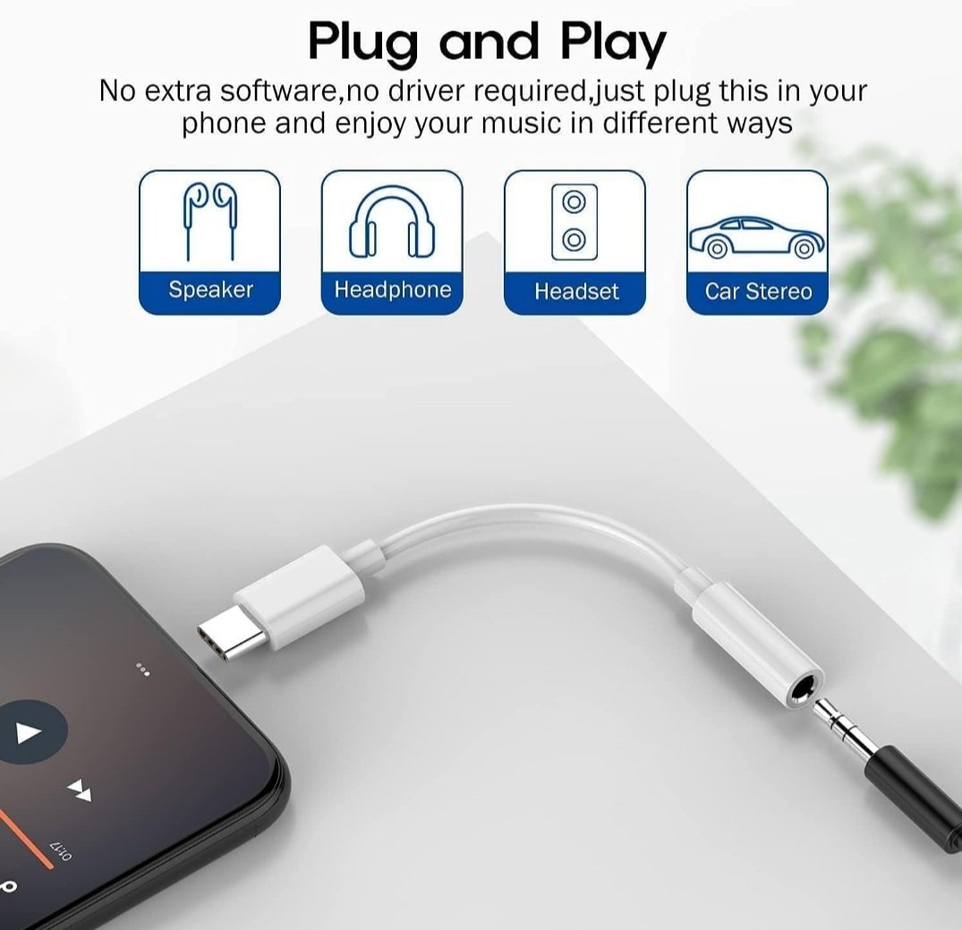 TYPE C TO AUDIO JACK ADAPTER CABLE (WHITE)