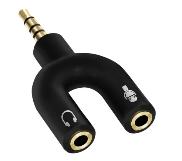 AUDIO JACK HEADPHONES WITH MIC 3.5MM JACK SPLITTER ( U SHAPE - BLACK ) MULTI COLOR