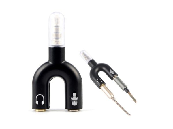 AUDIO JACK HEADPHONES WITH MIC 3.5MM JACK SPLITTER ( U SHAPE - BLACK ) MULTI COLOR - Image 4