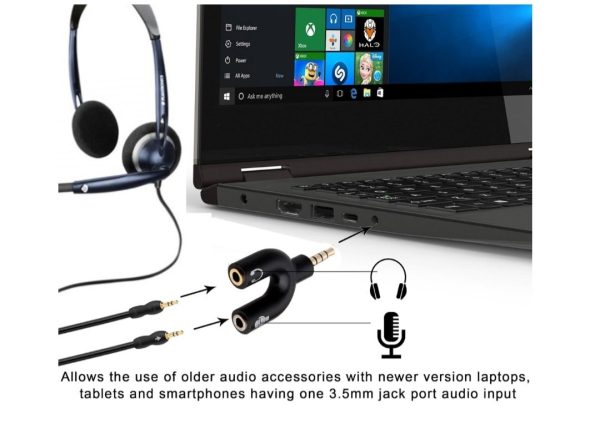 AUDIO JACK HEADPHONES WITH MIC 3.5MM JACK SPLITTER ( U SHAPE - BLACK ) MULTI COLOR - Image 7