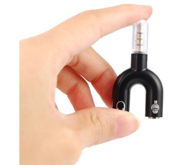 AUDIO JACK HEADPHONES WITH MIC 3.5MM JACK SPLITTER ( U SHAPE - BLACK ) MULTI COLOR - Image 6