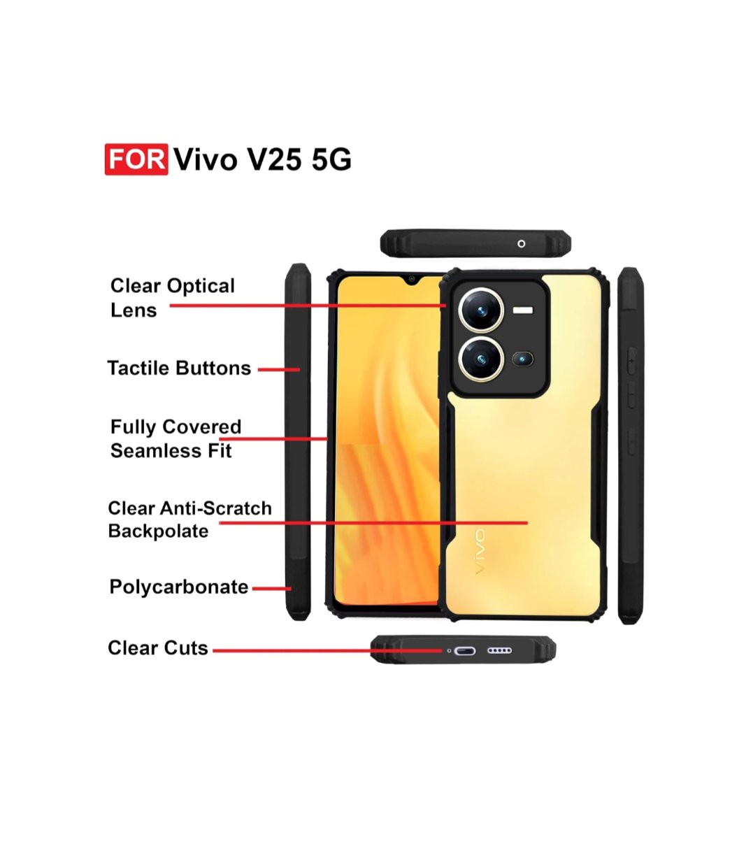VIVO V25 BACKCASE (TRANSPARENT) - Image 2